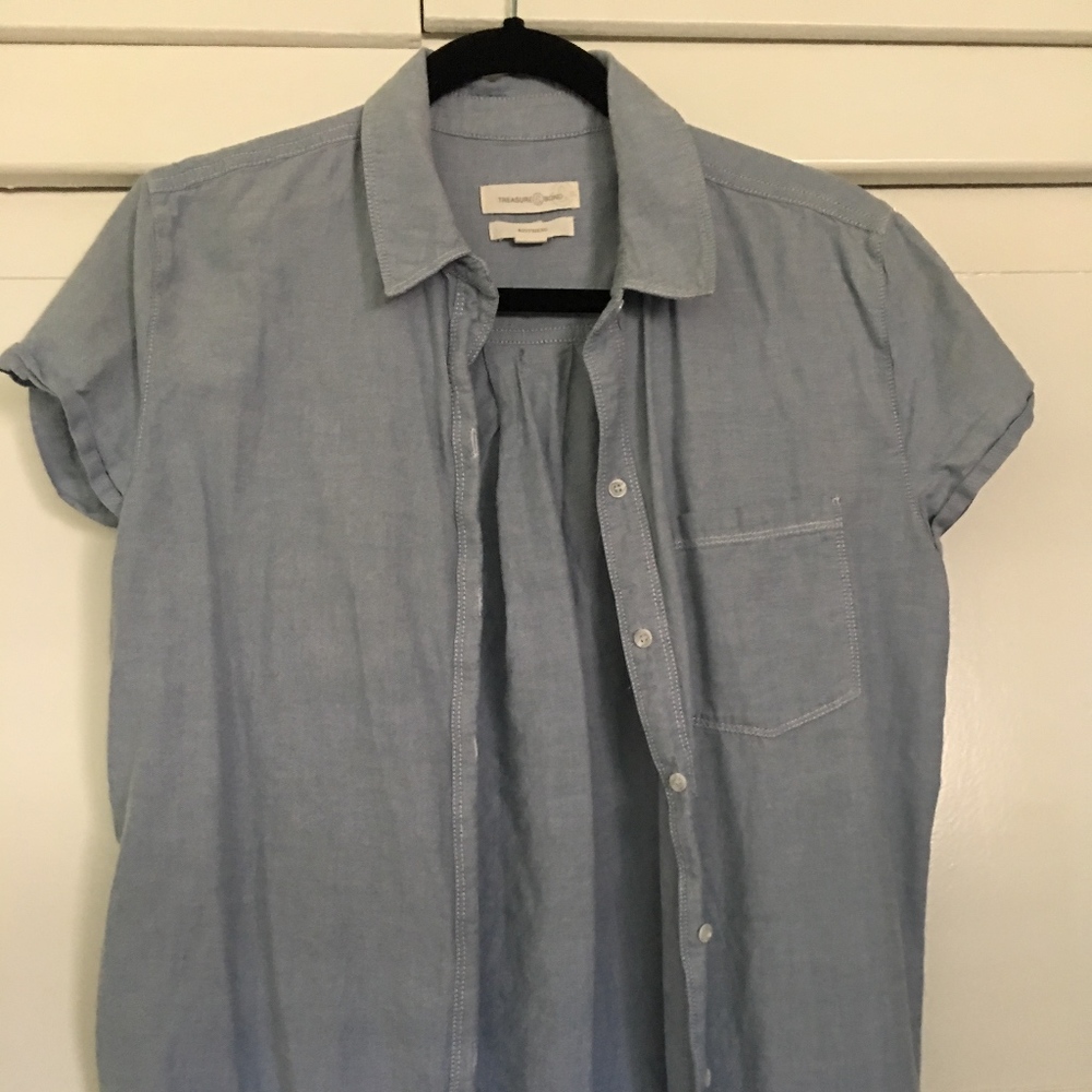 Treasure&Bond Short sleeve chambray courier shirt